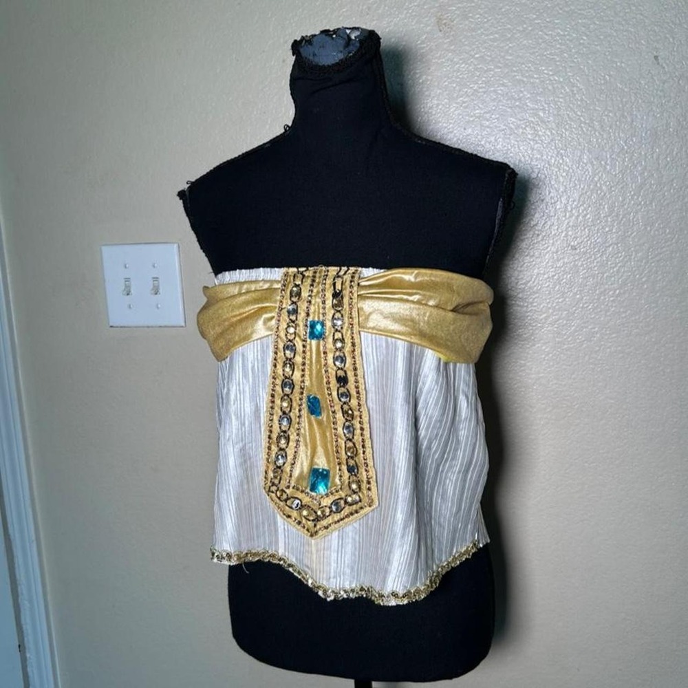 Leg Avenue Vintage Embellished Corset Top White Gold Rhinestone Medieval Medium